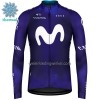 Wielershirt 2023 Movistar Team Lange Mouw Winter Thermal Fleece Blauw